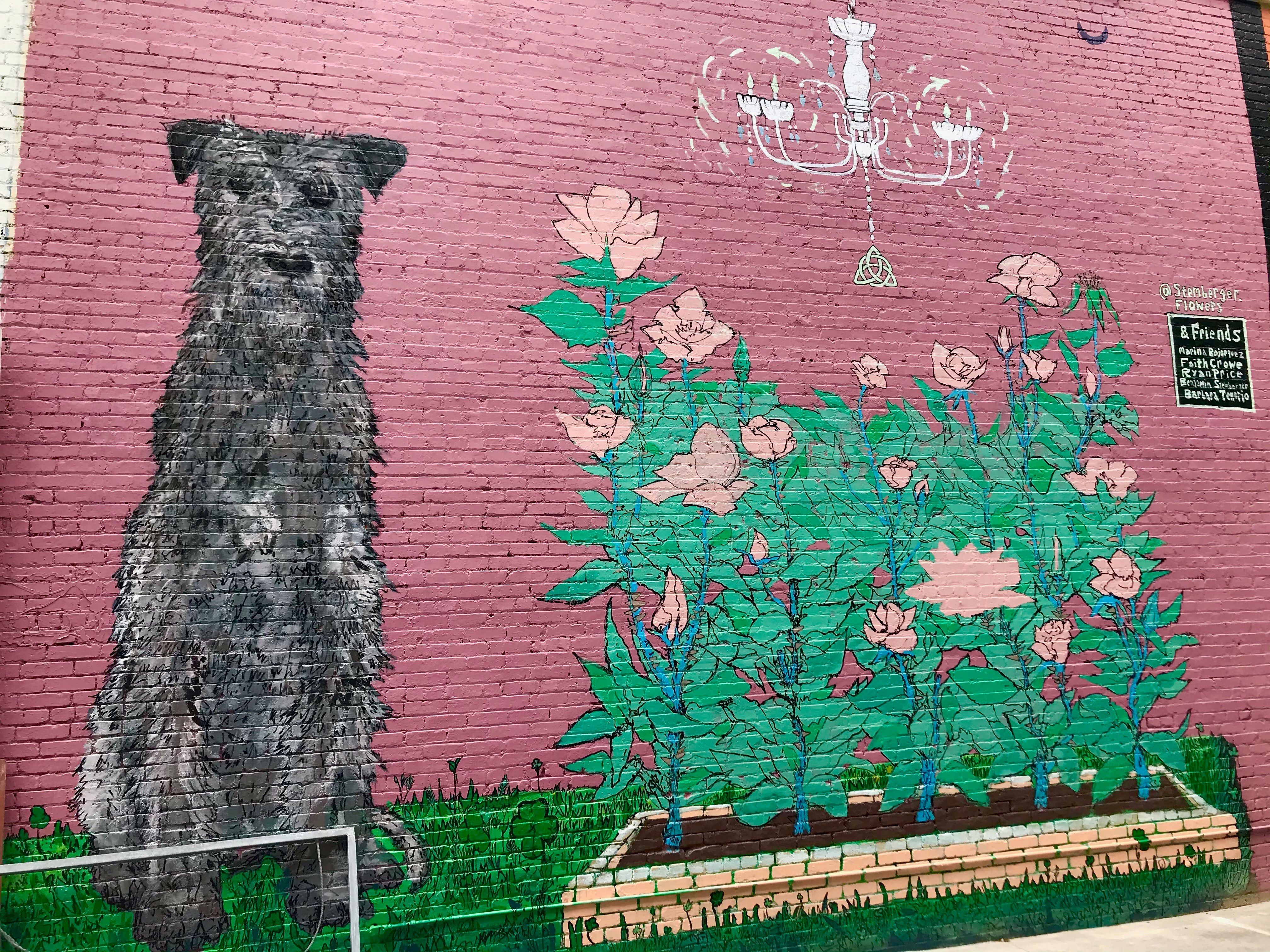 Mural With Irish Wolfhound and Roses 